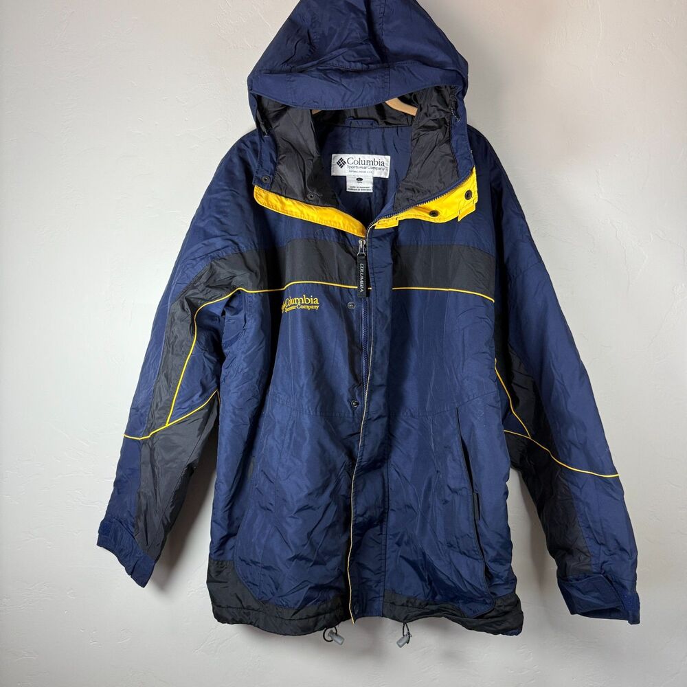 Vintage Columbia Sportswear Jacket Mens L Navy Blue Black Yellow Parka 90s Gorp